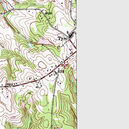 Topographic Map of Tyro Rural Fire Department Station 67, NC