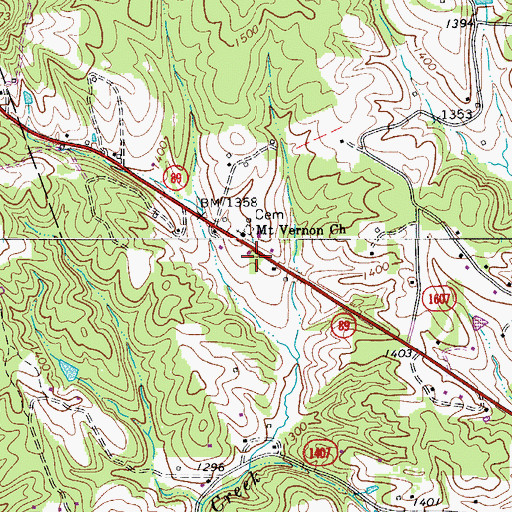 Topographic Map of Skull Camp Volunteer Fire Department Station 72 Headquarters, NC