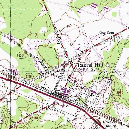 Topographic Map of Laurel Hill Fire Department, NC