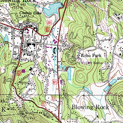 Topographic Map of Blowing Rock Volunteer Fire Department, NC