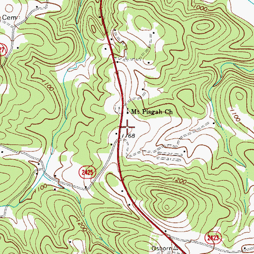 Topographic Map of Wilkes - Iredell Volunteer Fire Department, NC