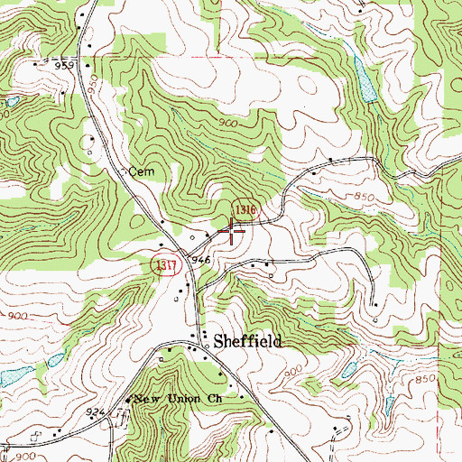 Topographic Map of Sheffield - Calahaln Volunteer Fire Department, NC