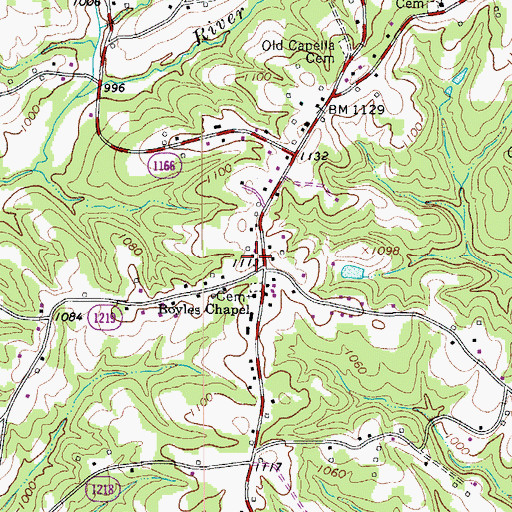 Topographic Map of Sauratown Volunteer Fire Department, NC