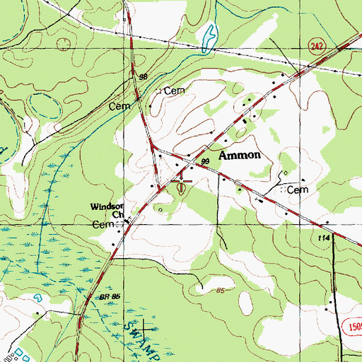 Topographic Map of Ammon Volunteer Fire Department, NC