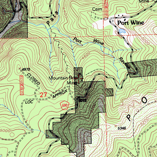 Topographic Map of Mountain Boy Mine, CA