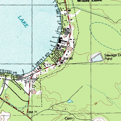 Topographic Map of White Lake Fire Department, NC