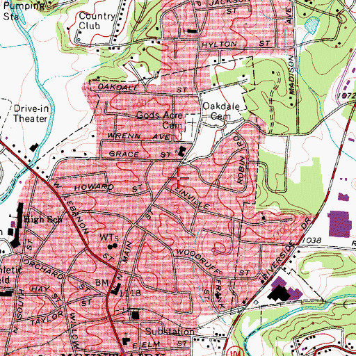 Topographic Map of Mount Airy Fire Department Station 2, NC