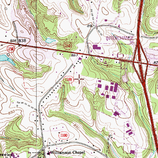 Topographic Map of Mooresville Fire Department Station 2, NC