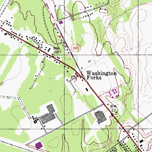 Topographic Map of West of New Bern Volunteer Fire Department, NC
