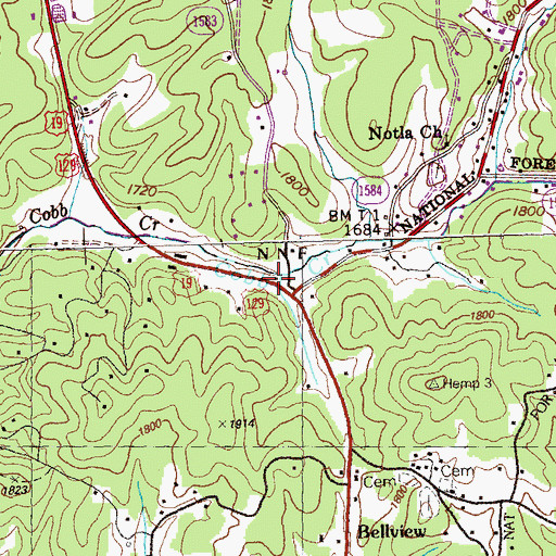 Topographic Map of Bellview Volunteer Fire Department, NC