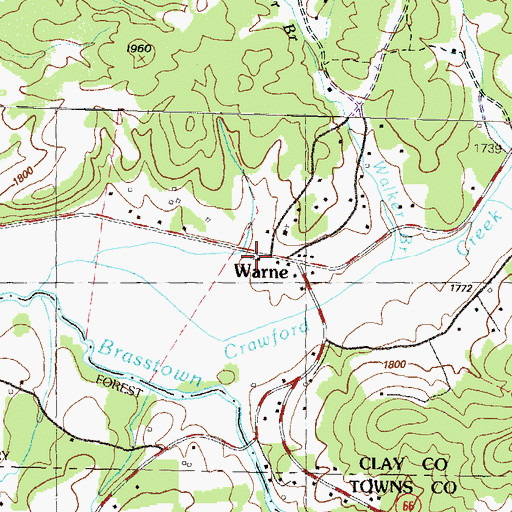 Topographic Map of Warne Volunteer Fire Department, NC