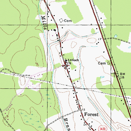 Topographic Map of Little Swift Creek Volunteer Fire Department, NC