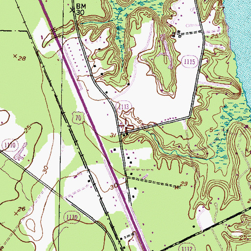 Topographic Map of Number 7 Township Volunteer Fire Department, NC