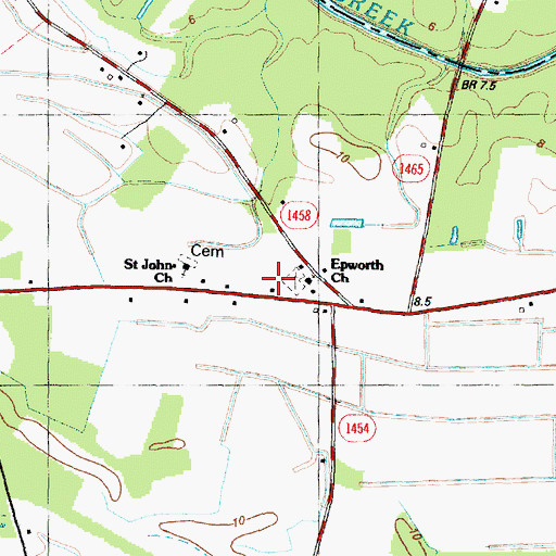 Topographic Map of Vanceboro Rural Volunteer Fire Department, NC