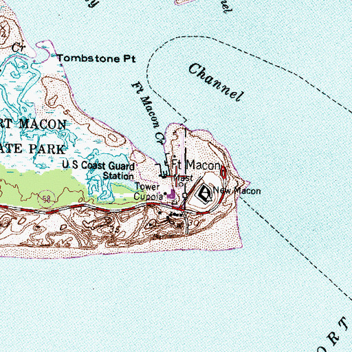 Topographic Map of United States Coast Guard Fire Department Station 4 Fort Macon, NC