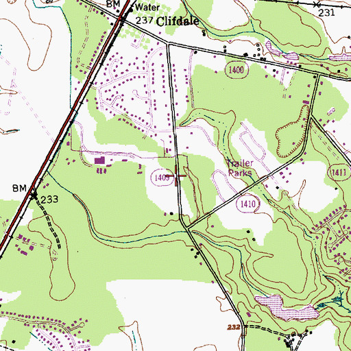 Topographic Map of Fayetteville Fire Department Station 8, NC