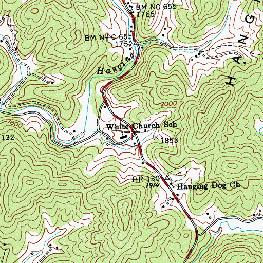 Topographic Map of Hanging Dog Volunteer Fire Department, NC
