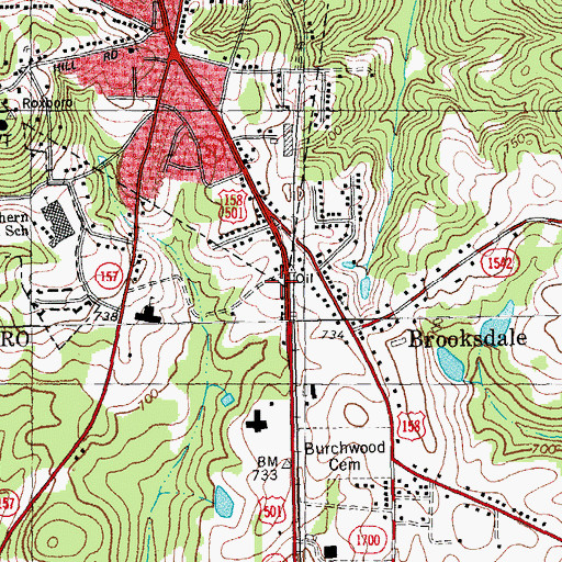 Topographic Map of Roxboro Fire Department Station 2, NC