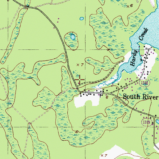 Topographic Map of South River - Merrimon Fire Department, NC