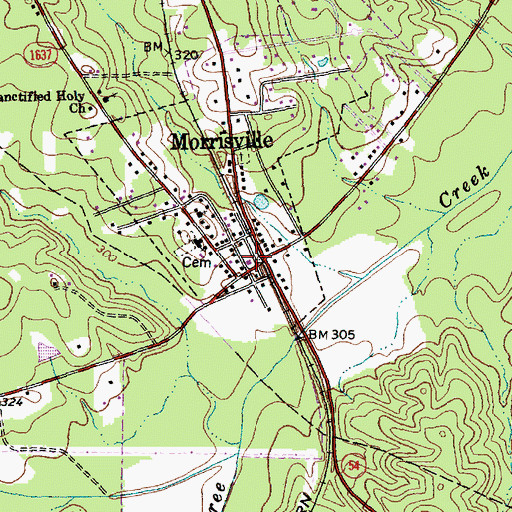 Topographic Map of Morrisville Fire and Rescue Department Station 1, NC