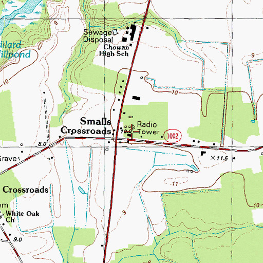 Topographic Map of Center Hill - Crossroads Fire District, NC
