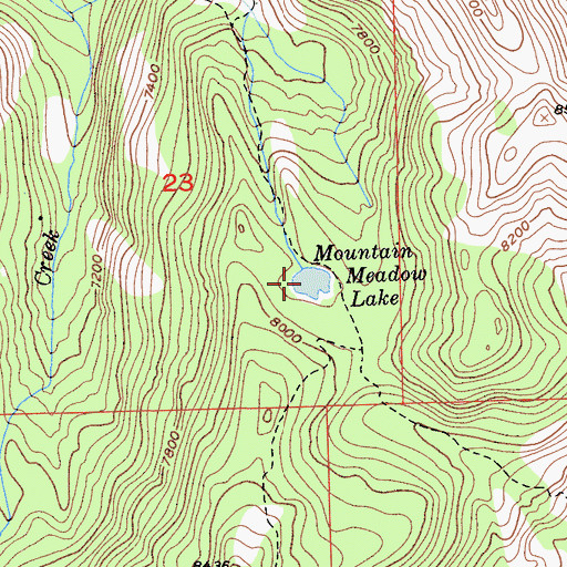 Topographic Map of Mountain Meadow Lake, CA