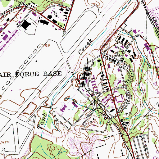 Topographic Map of Pope Air Force Base Fire Department, NC