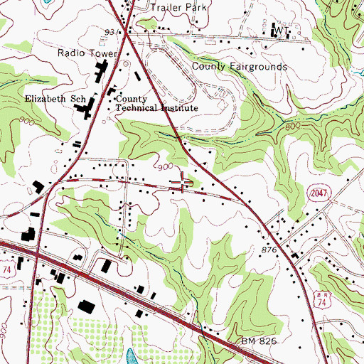 Topographic Map of Shelby Fire Department Station 3, NC