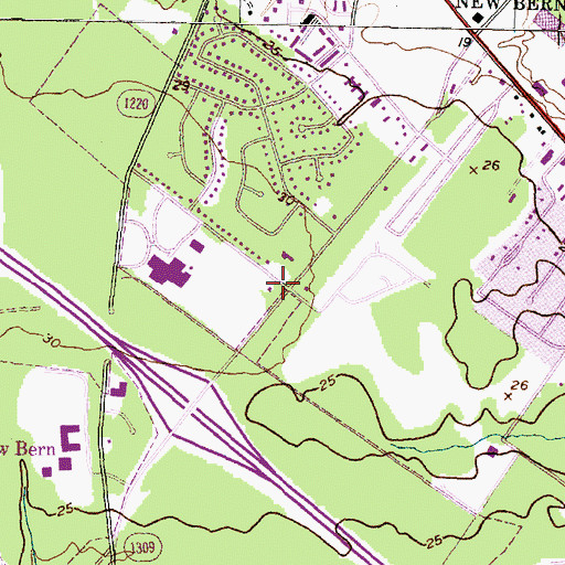 Topographic Map of New Bern Fire Rescue Department Station 4, NC