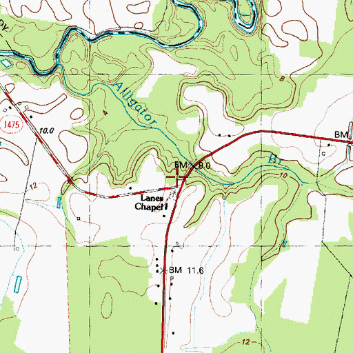 Topographic Map of Fort Barnwell Volunteer Fire Department, NC