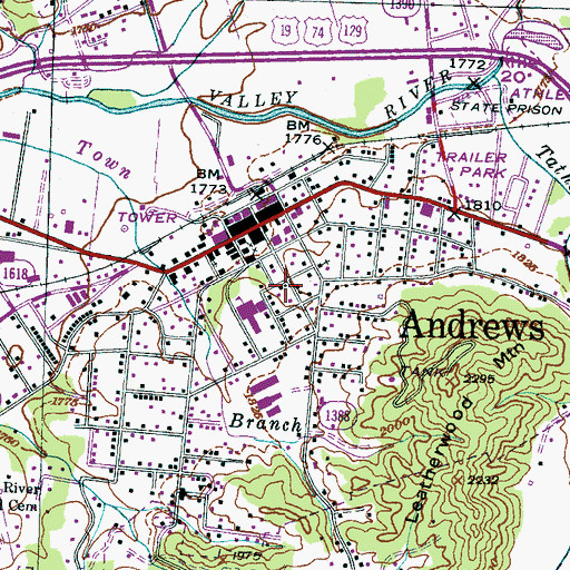 Topographic Map of Andrews Fire Department, NC