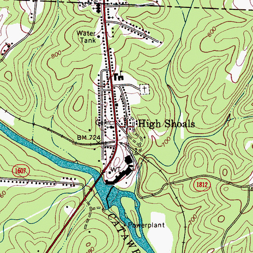 Topographic Map of High Shoals Volunteer Fire Department, NC
