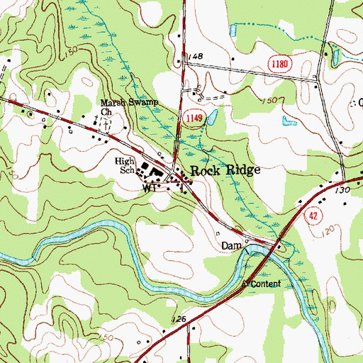Topographic Map of Rock Ridge Volunteer Fire Department, NC
