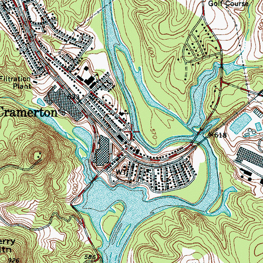 Topographic Map of Cramerton Volunteer Fire Department Station 41, NC