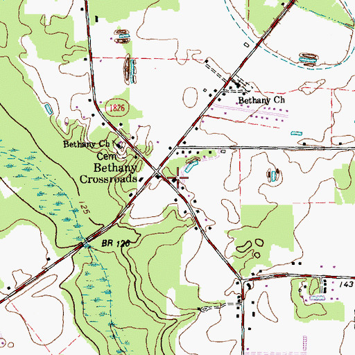Topographic Map of Bethany Fire Department, NC