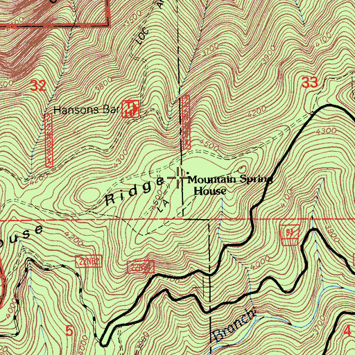Topographic Map of Mountain Spring House, CA