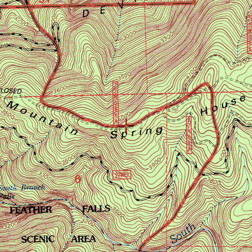 Topographic Map of Mountain Spring House Ridge, CA