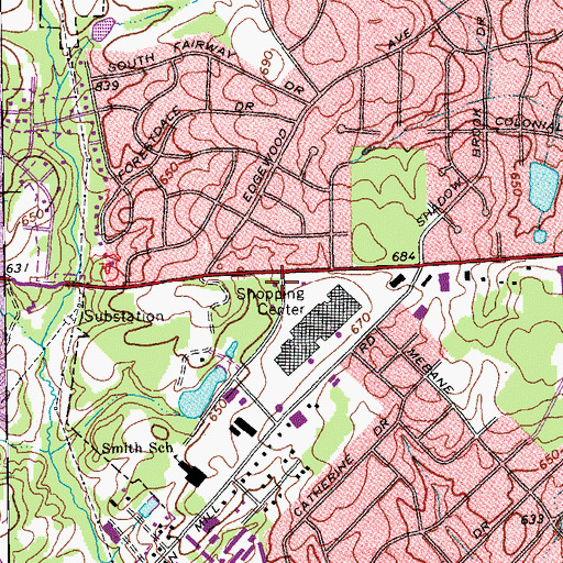 Topographic Map of Burlington Fire Department Station 4, NC