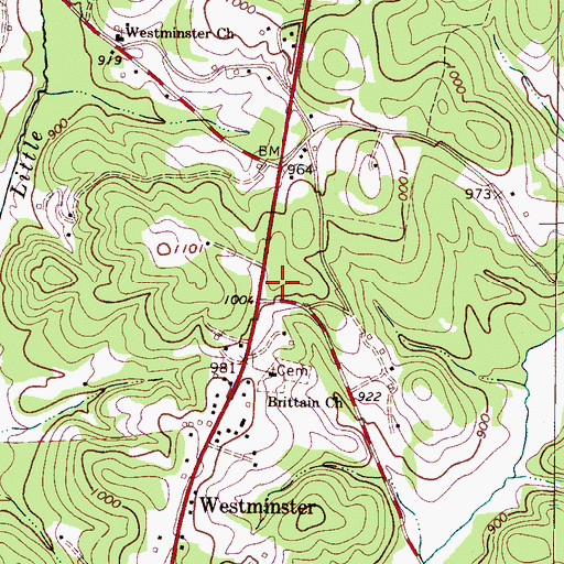 Topographic Map of Hudlow Volunteer Fire Department Station 2, NC