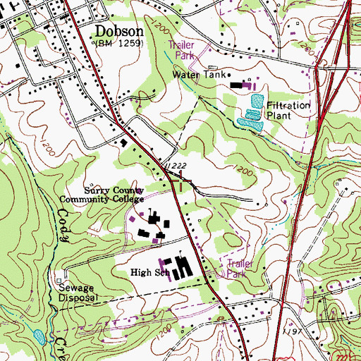 Topographic Map of Central Surry Volunteer Fire Department Station 77 Headquarters, NC