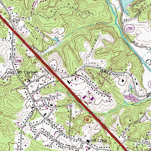 Topographic Map of Franklin Community Volunteer Fire Department Station 2, NC
