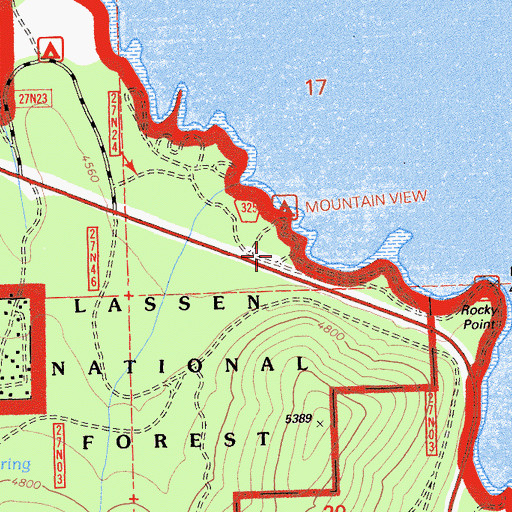 Topographic Map of Mountain View Campground, CA