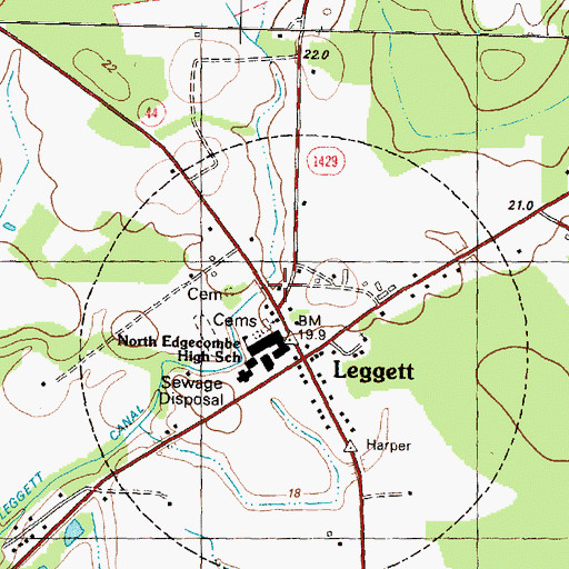 Topographic Map of Leggett Volunteer Fire Department, NC