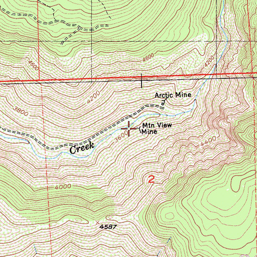 Topographic Map of Mountain View Mine, CA