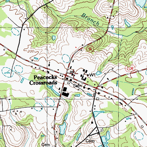 Topographic Map of Meadow Volunteer Fire Department, NC