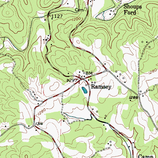 Topographic Map of South Mountains Volunteer Fire Department, NC