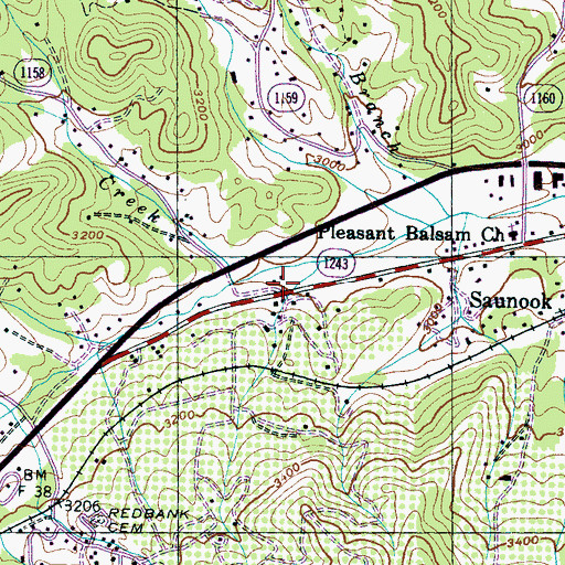 Topographic Map of Saunook Volunteer Fire Department, NC