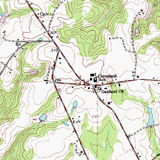 Topographic Map of Cleveland Volunteer Fire Department, NC