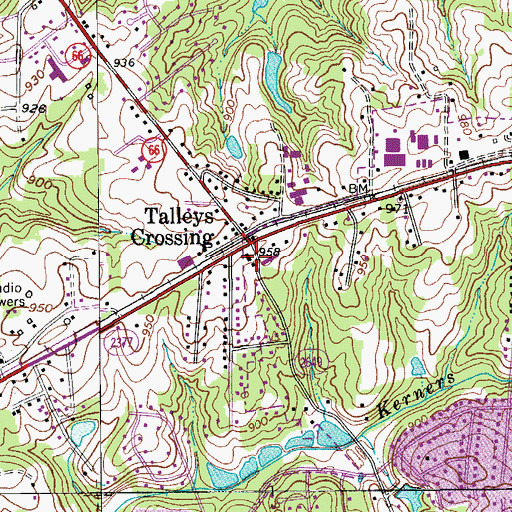 Topographic Map of Talleys Crossing Fire Department, NC