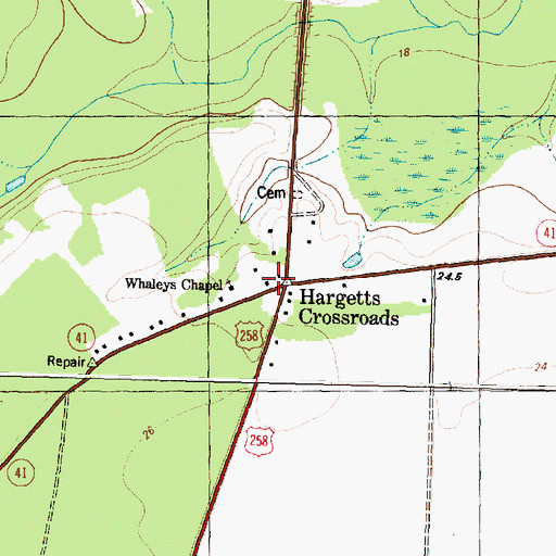 Topographic Map of Hargetts Crossroads Volunteer Fire Department, NC